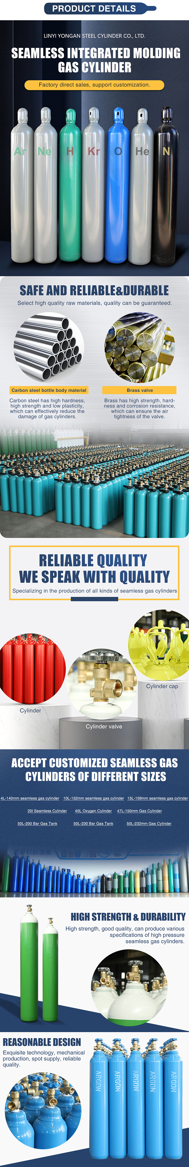 High Pressure Vessel Seamless Steel Gas Cylinde rwith TUV Test Report 40L 230bar  Gas Cylinder
